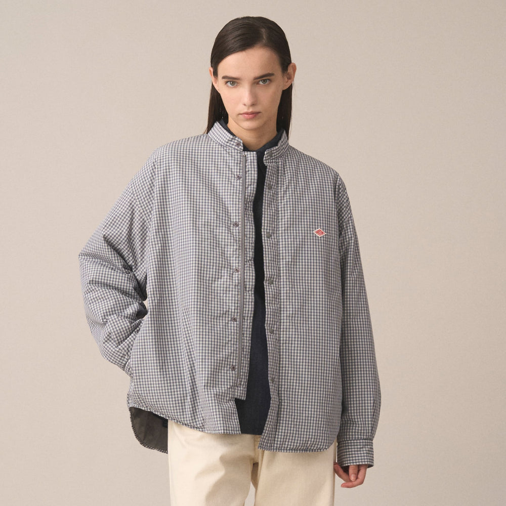 Women's Insulation Stand Collar Shirt Jacket Plaid