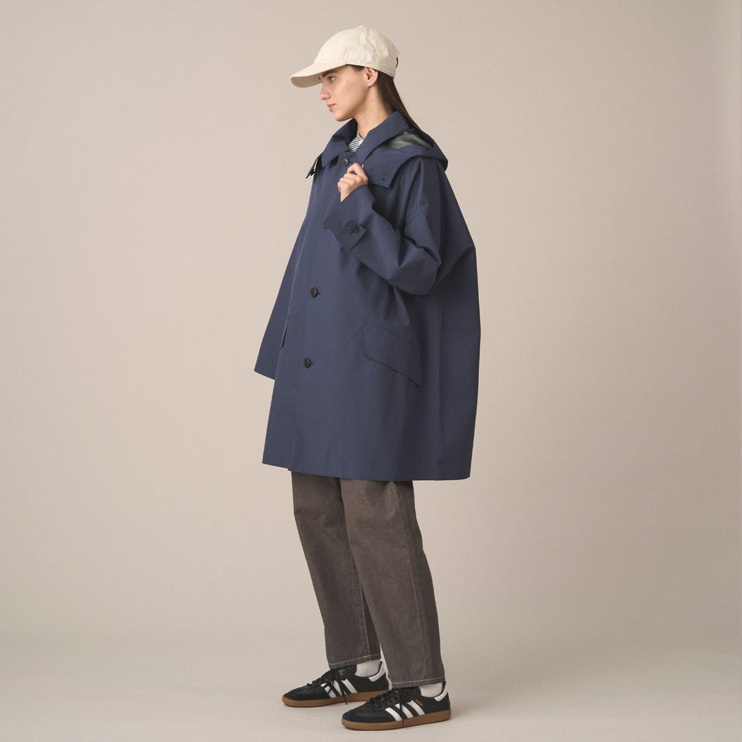 Women's 3-Layer Cloth Hooded Balmacaan Coat