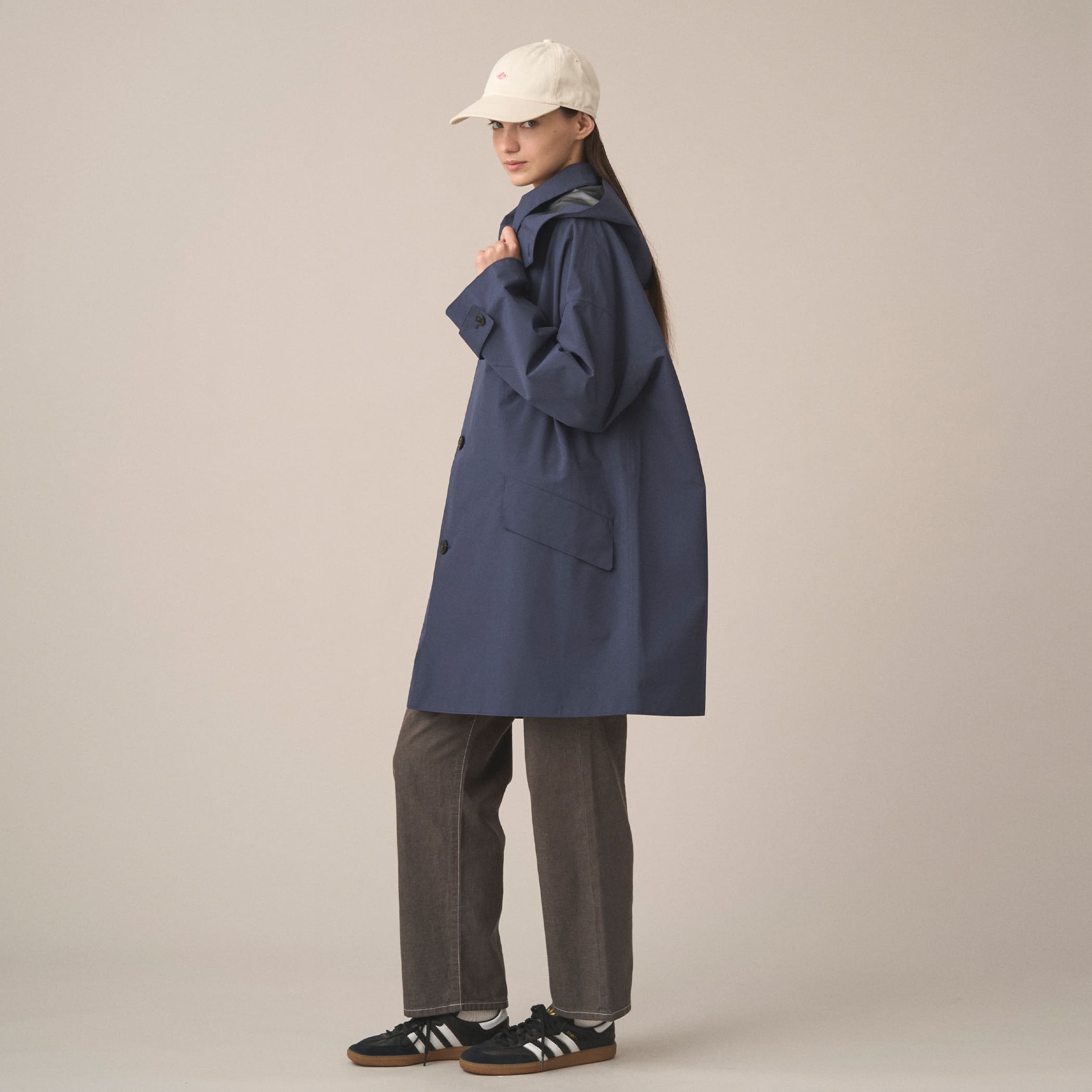 DANTON Women's 3-Layer Cloth Hooded Balmacaan Coat