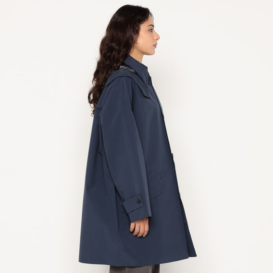 Women's 3-Layer Cloth Hooded Balmacaan Coat