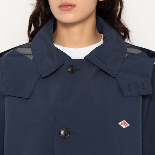 Women's 3-Layer Cloth Hooded Balmacaan Coat