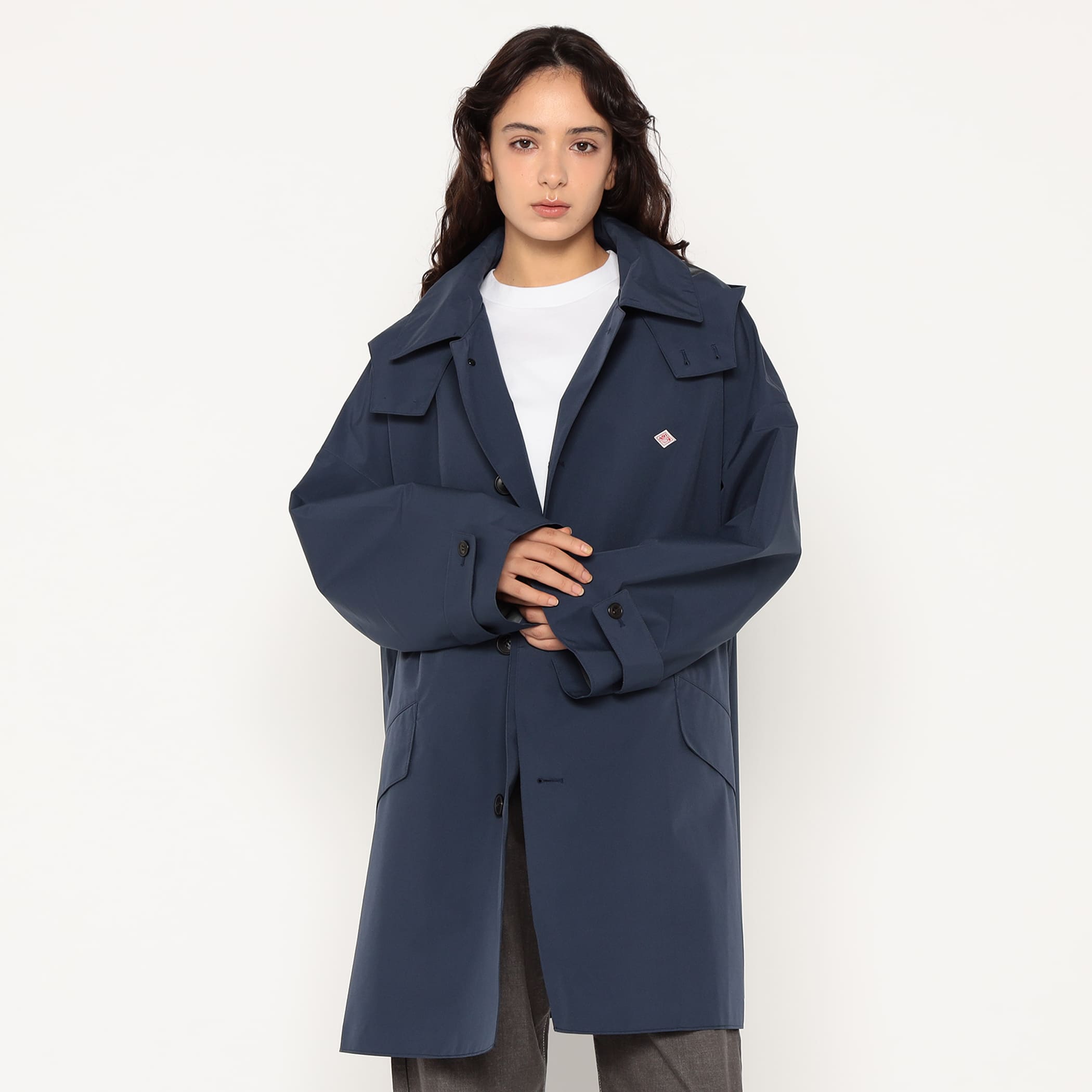 DANTON Women's 3-Layer Cloth Hooded Balmacaan Coat
