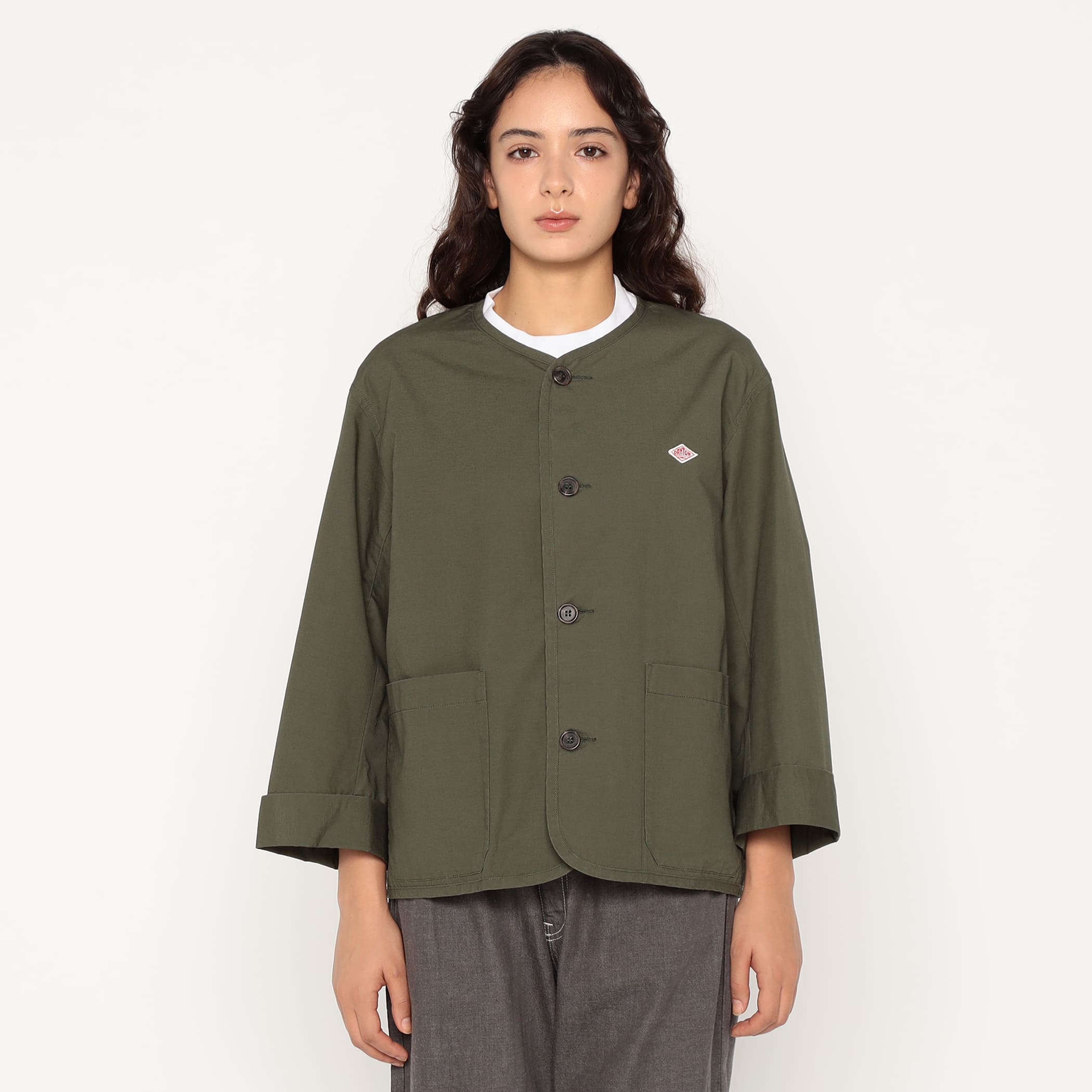 DANTON Women's Downproof Collarless Short Jacket
