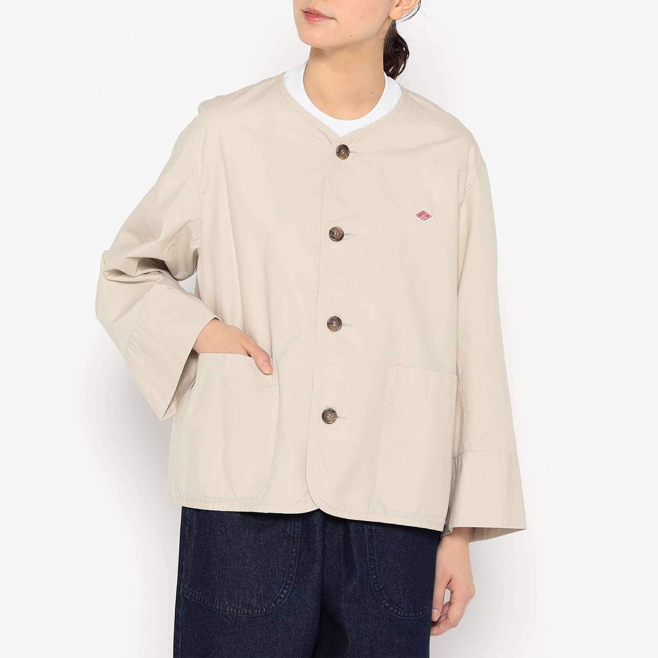 DANTON Women's Downproof Collarless Short Jacket