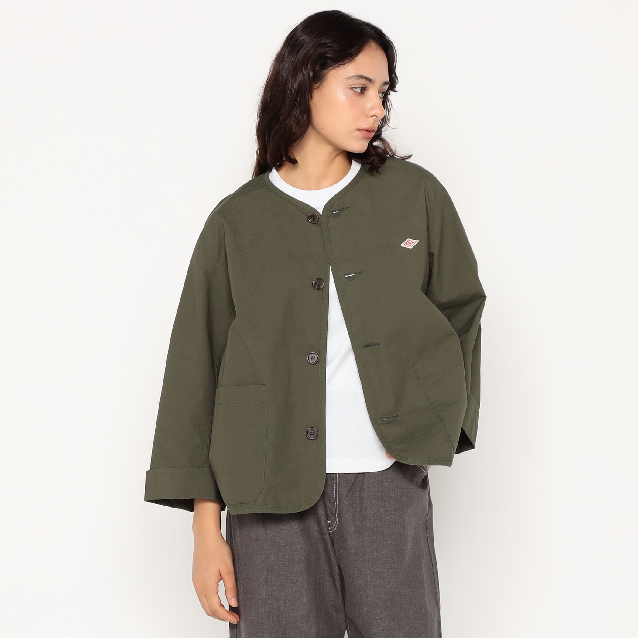 DANTON COLLARLESS JACKET ナチュラル36 DANTON Women's Downproof Collarless Short Jacket