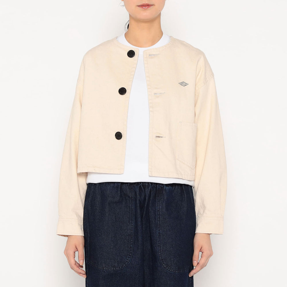 Women's Cotton Drill Collarless Short Jacket