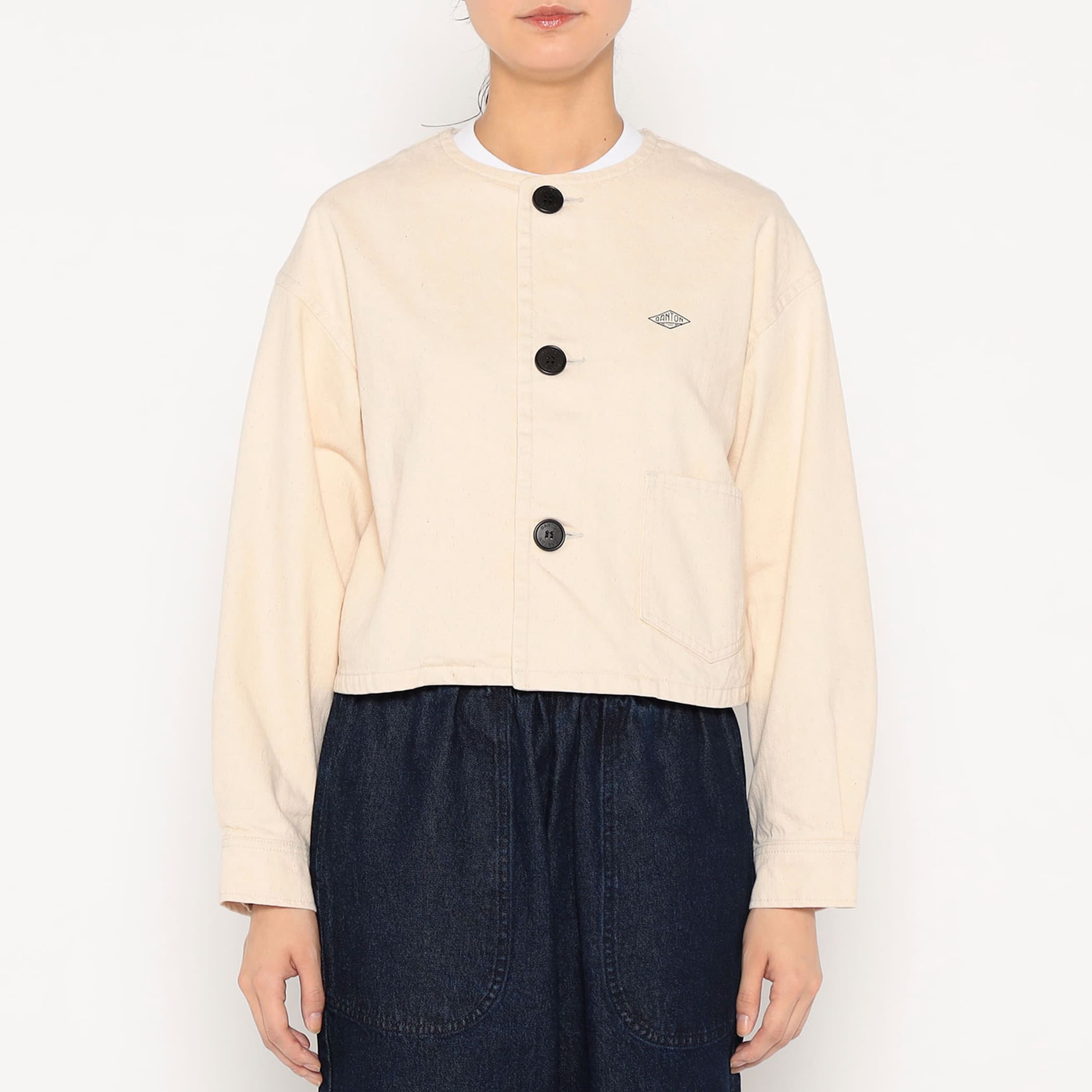 DANTON Women's Cotton Drill Collarless Short Jacket