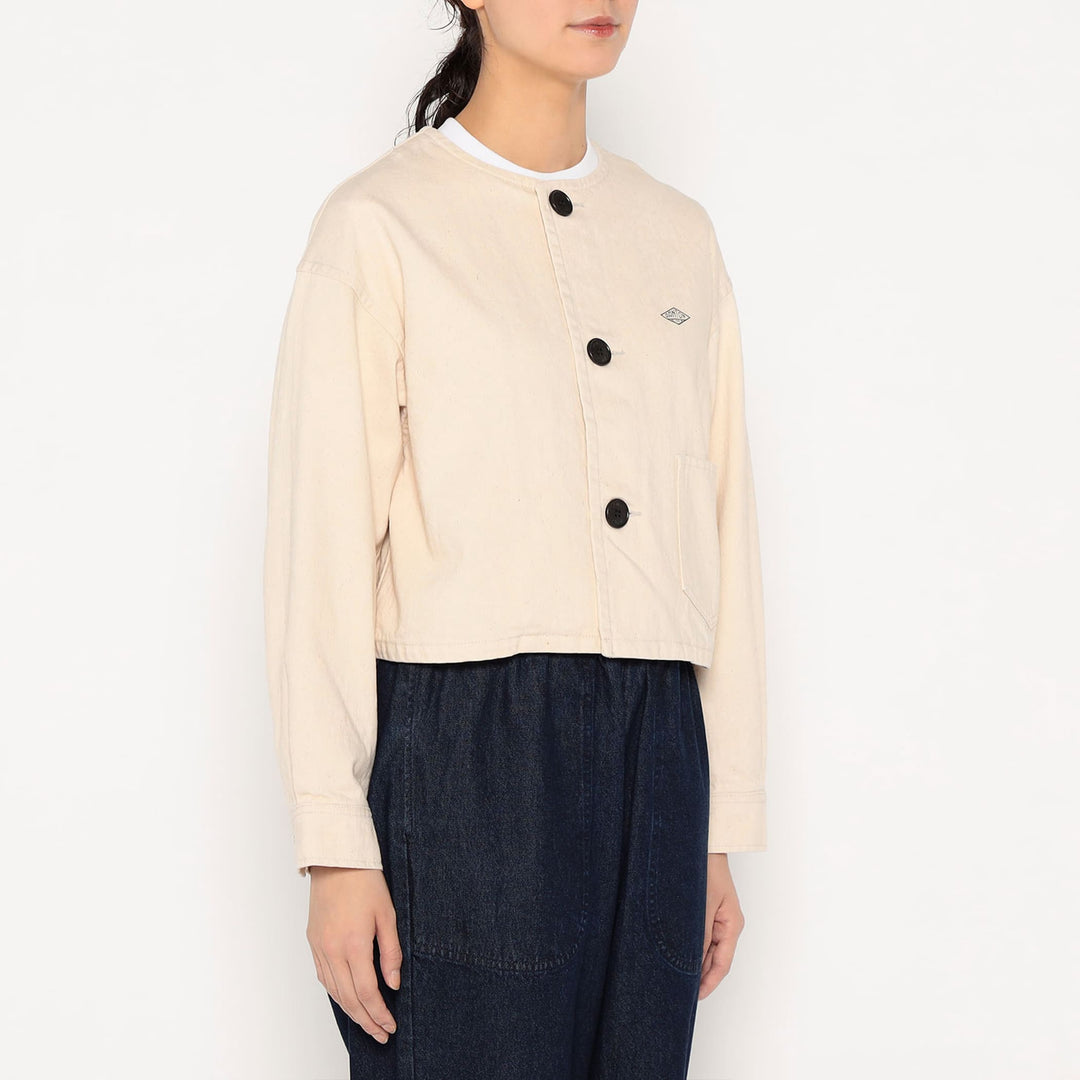 Women's Cotton Drill Collarless Short Jacket