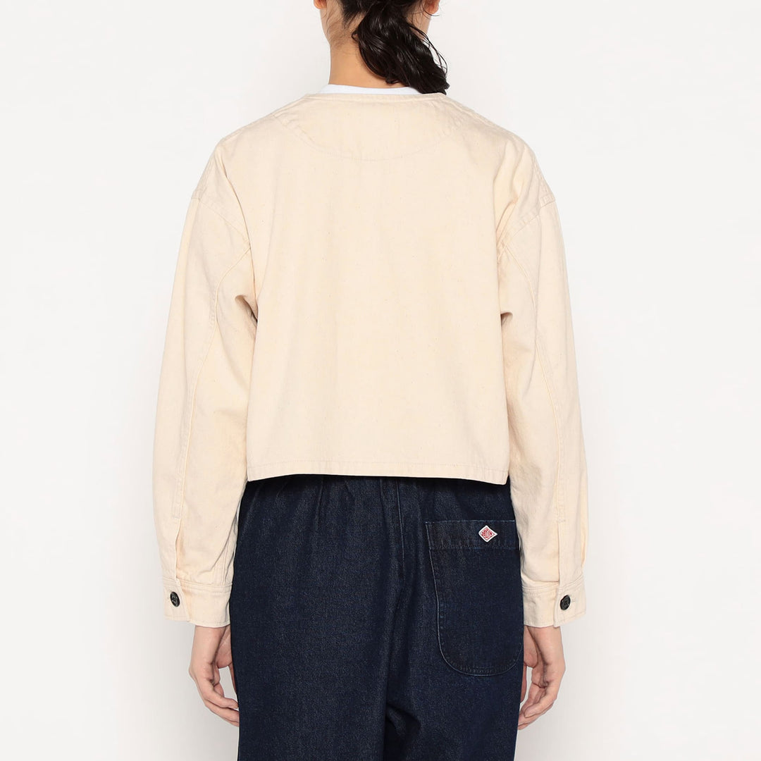 Women's Cotton Drill Collarless Short Jacket