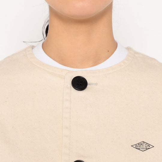 Women's Cotton Drill Collarless Short Jacket