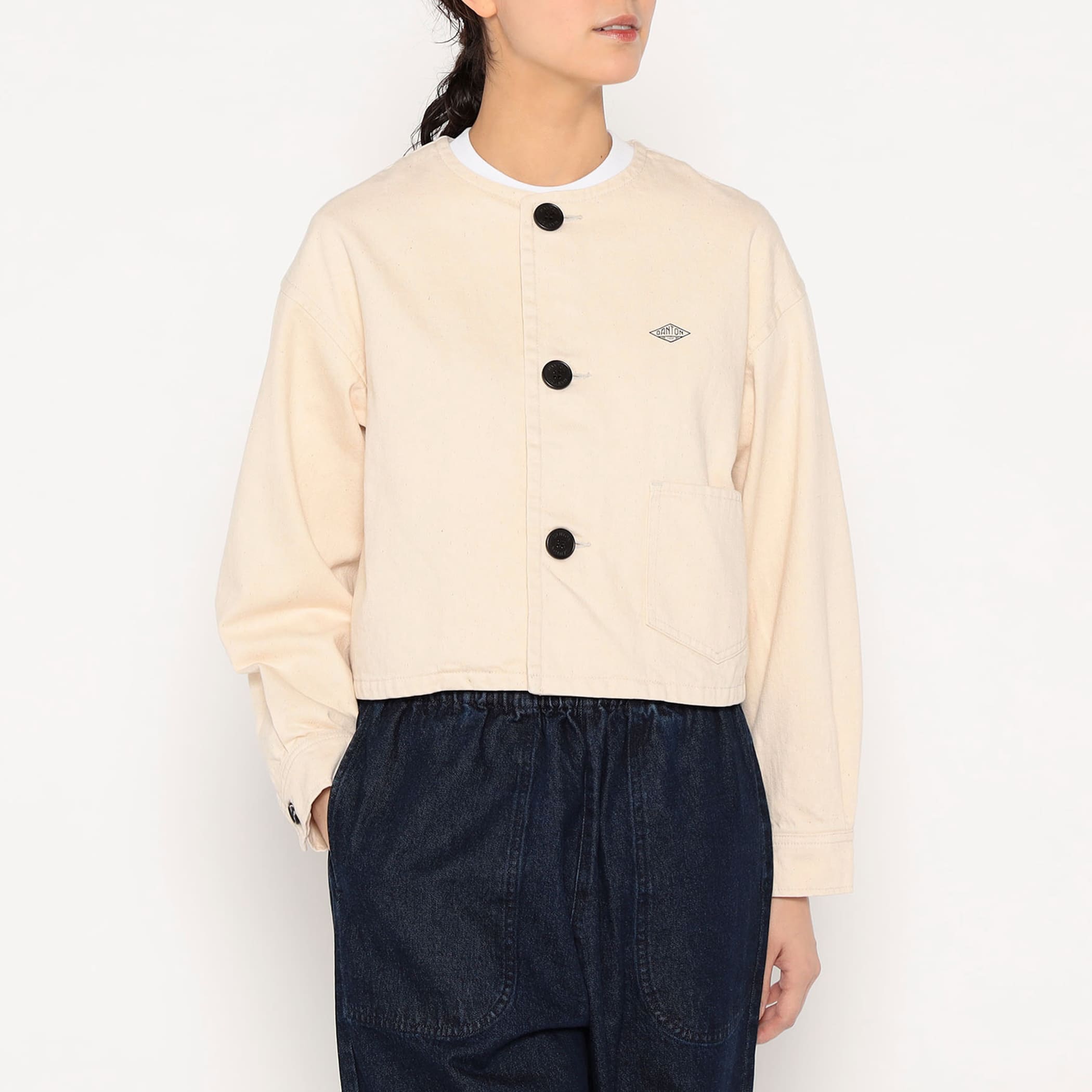 DANTON Women's Cotton Drill Collarless Short Jacket