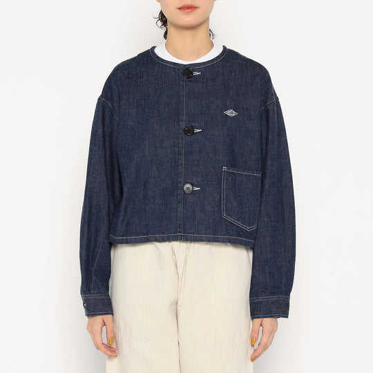 Women's Denim Collarless Short Jacket