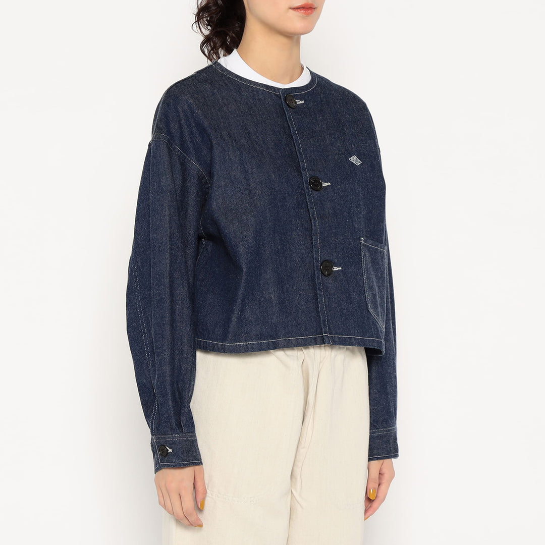 Women's Denim Collarless Short Jacket