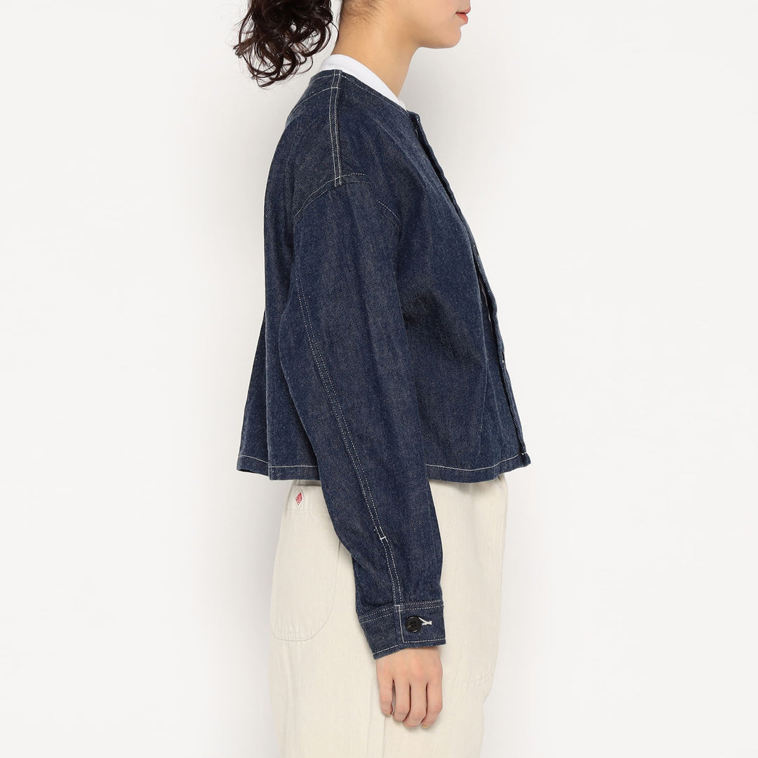 Women's Denim Collarless Short Jacket