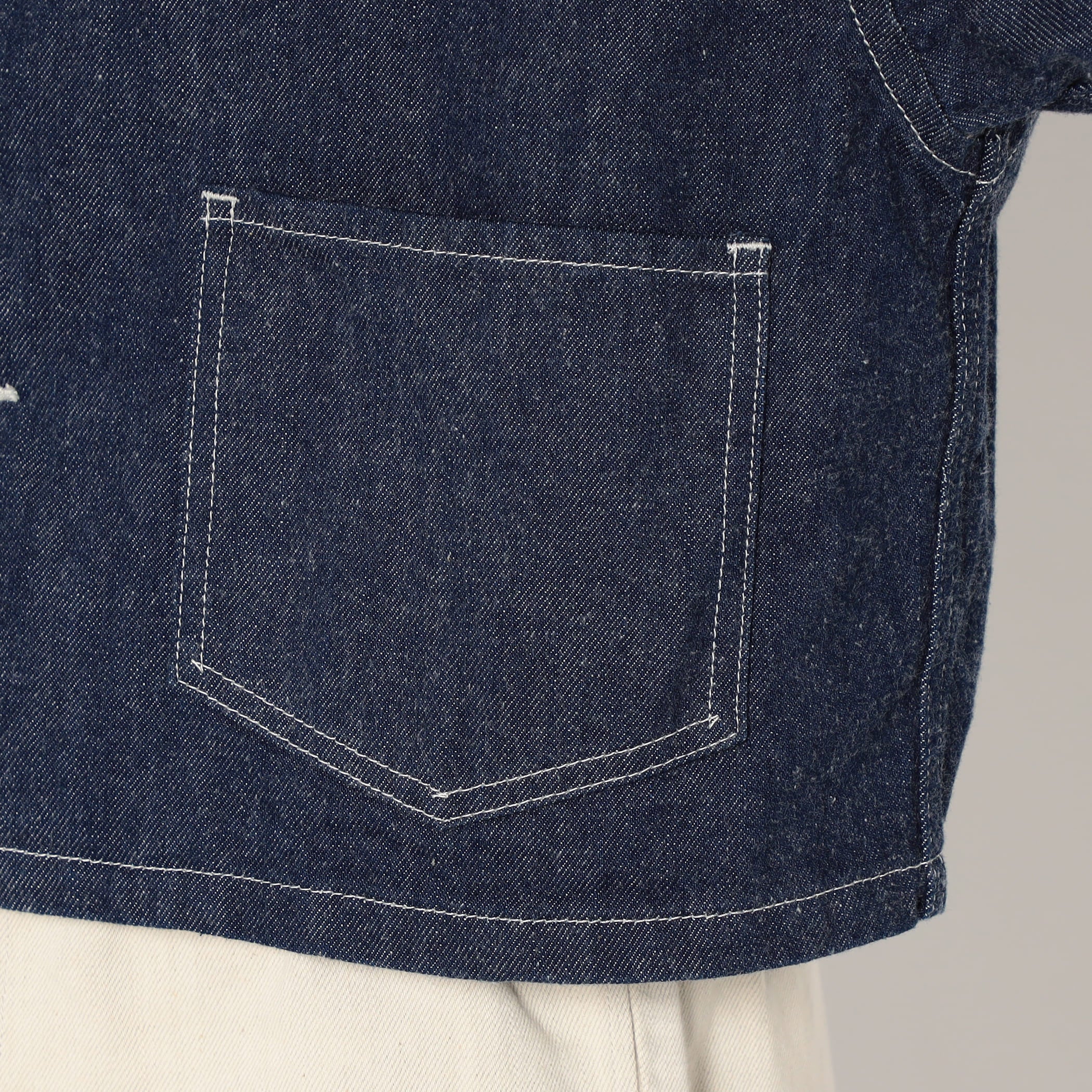 DANTON Women's Denim Collarless Short Jacket
