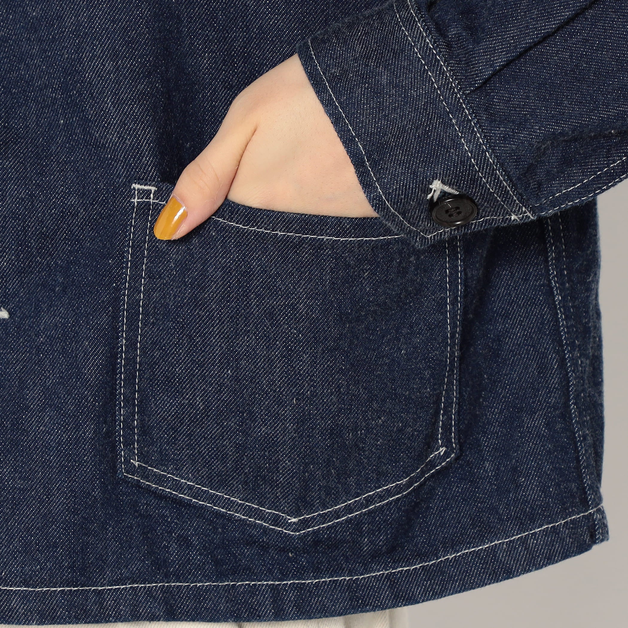DANTON Women's Denim Collarless Short Jacket