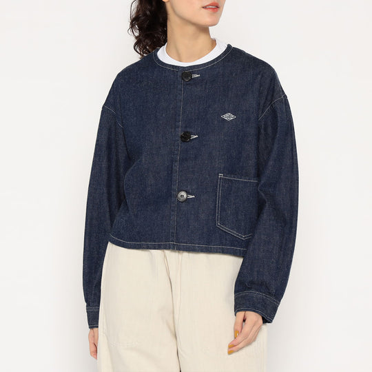 Women's Denim Collarless Short Jacket