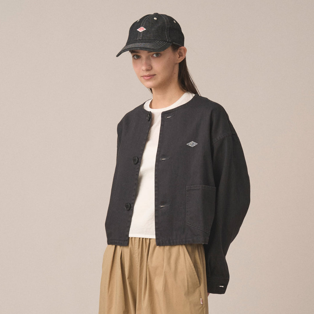 Women's Cotton Drill Collarless Short Jacket