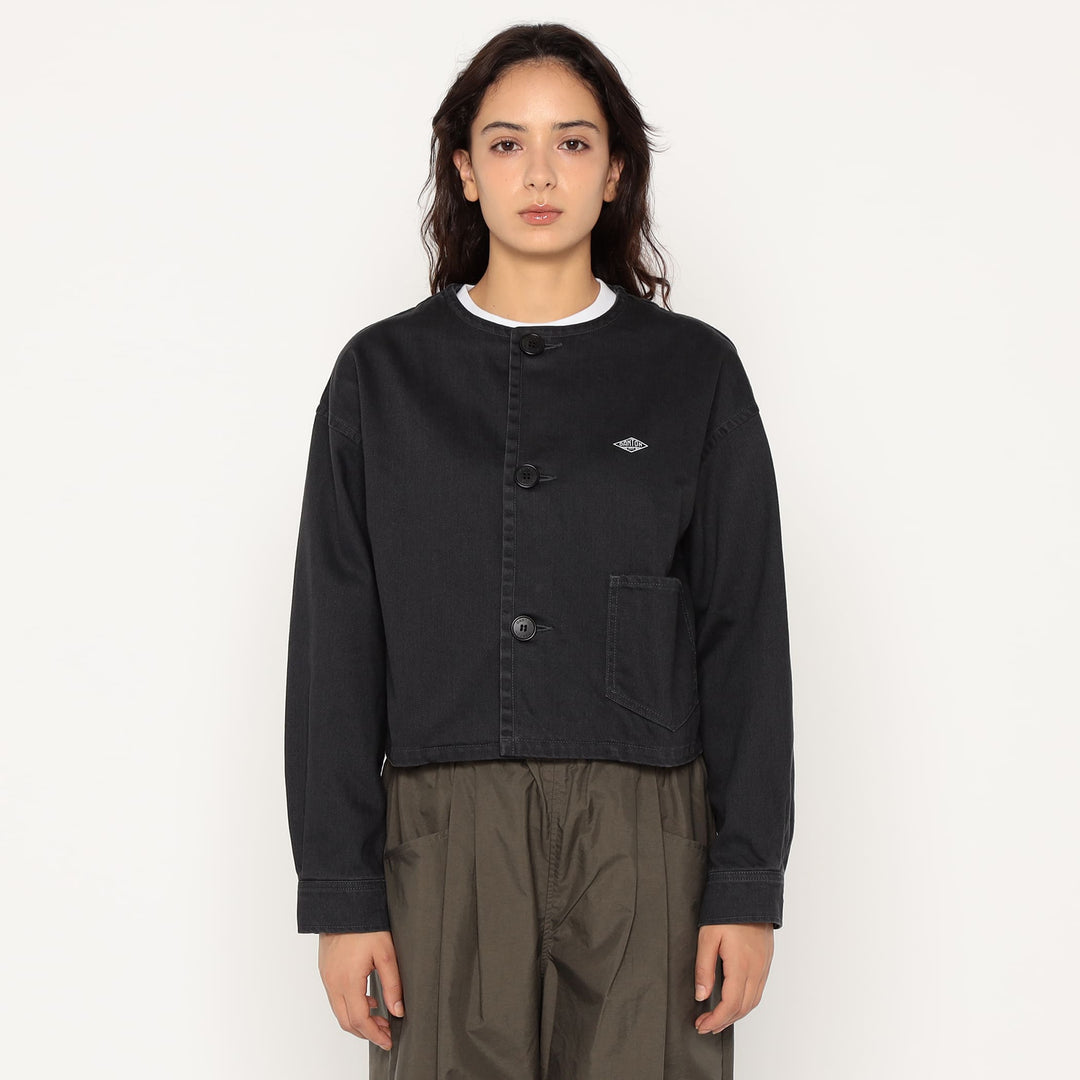 Women's Cotton Drill Collarless Short Jacket