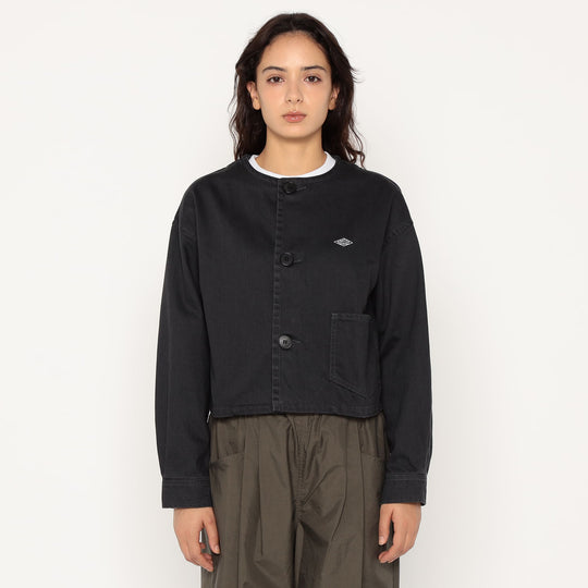 Women's Cotton Drill Collarless Short Jacket