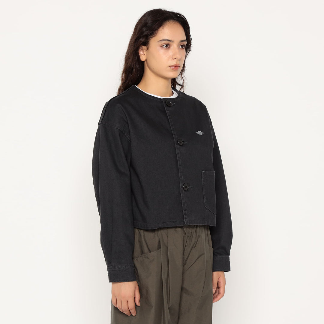 Women's Cotton Drill Collarless Short Jacket