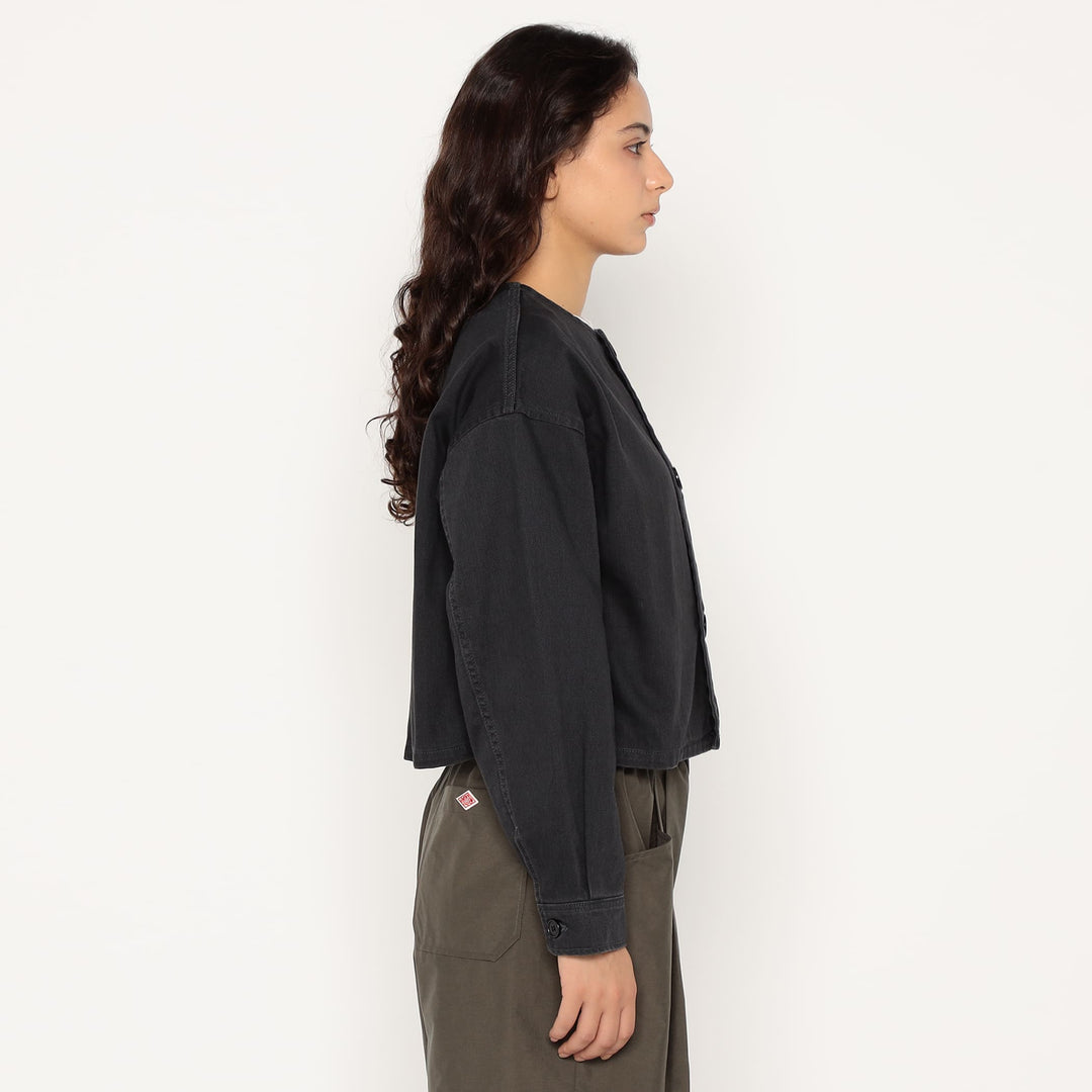 Women's Cotton Drill Collarless Short Jacket