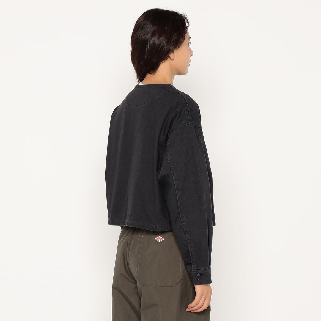 Women's Cotton Drill Collarless Short Jacket