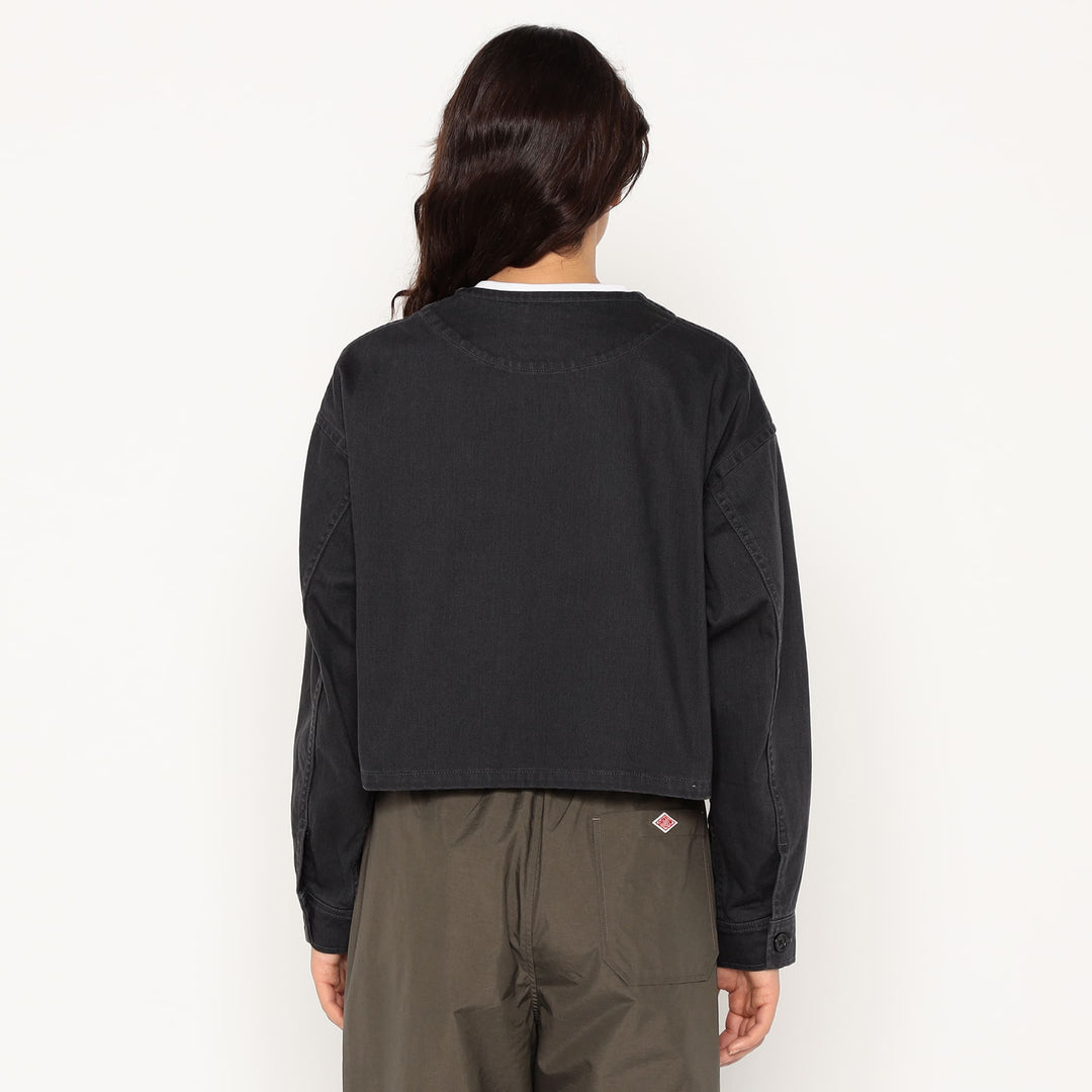 Women's Cotton Drill Collarless Short Jacket