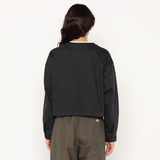 Women's Cotton Drill Collarless Short Jacket