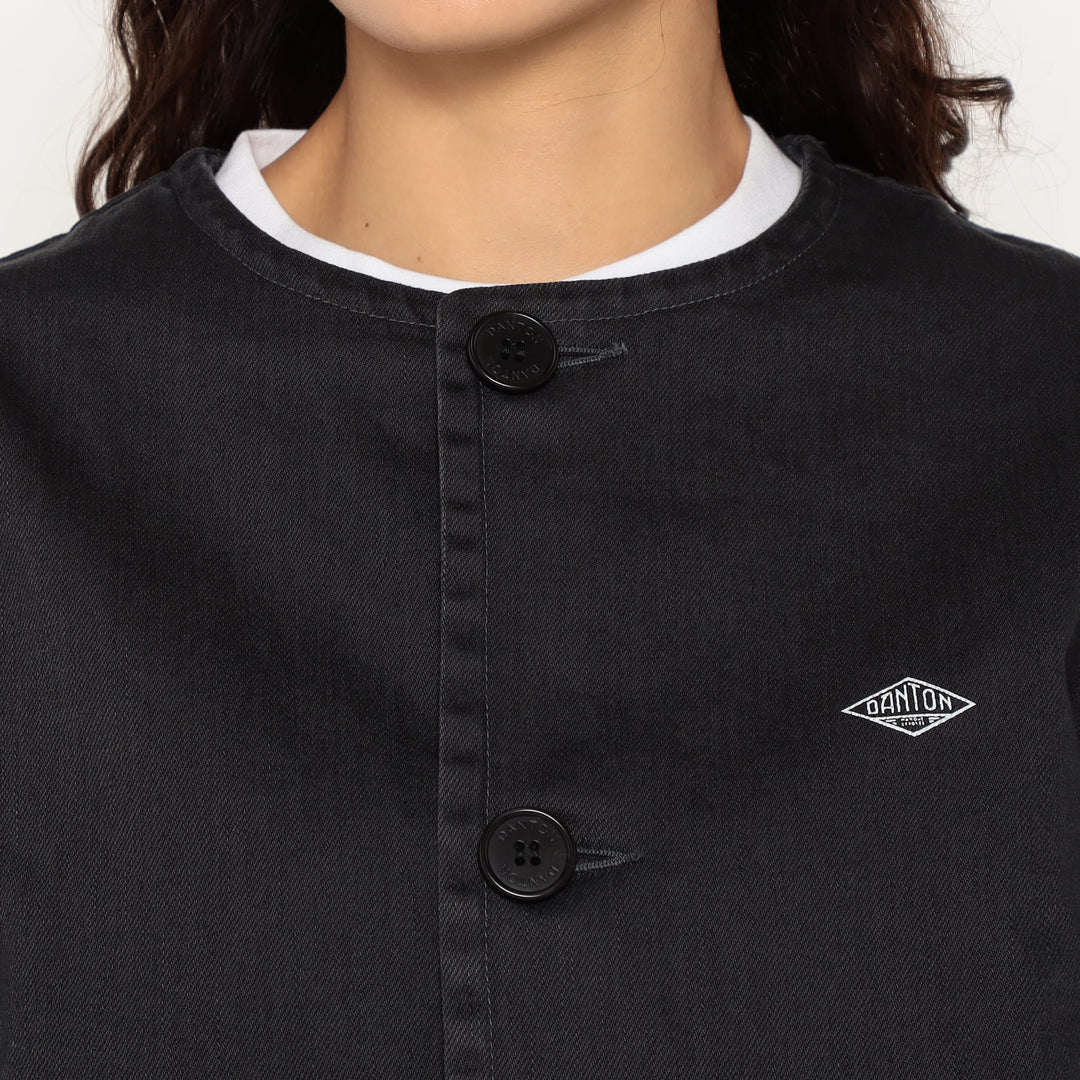 Women's Cotton Drill Collarless Short Jacket