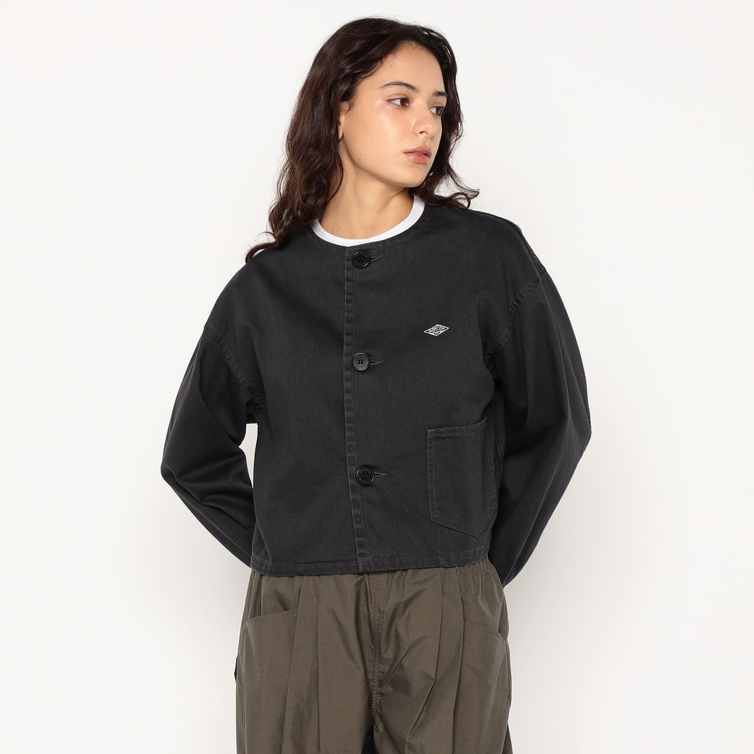 Women's Cotton Drill Collarless Short Jacket
