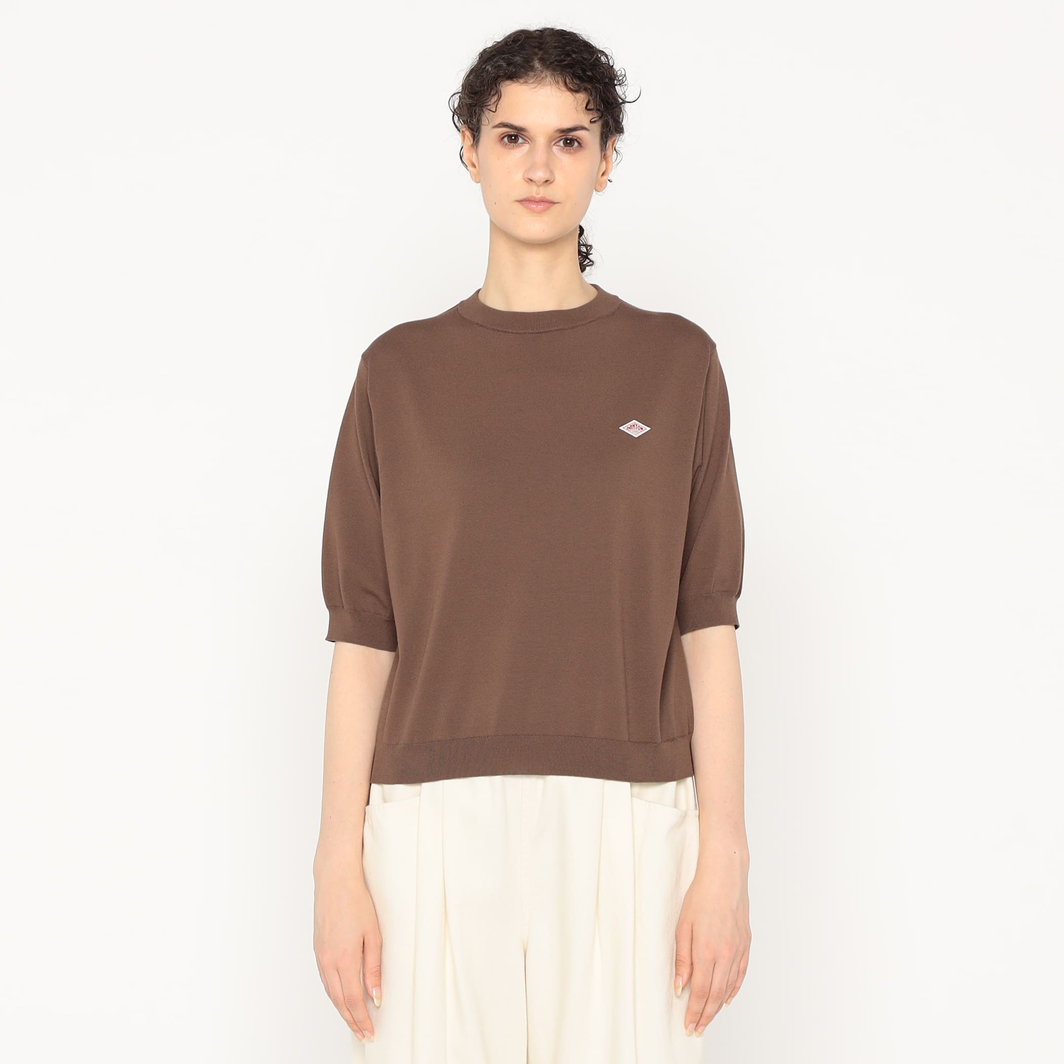 DANTON Women's Jersey Knit Half Sleeve Crew Neck Pullover