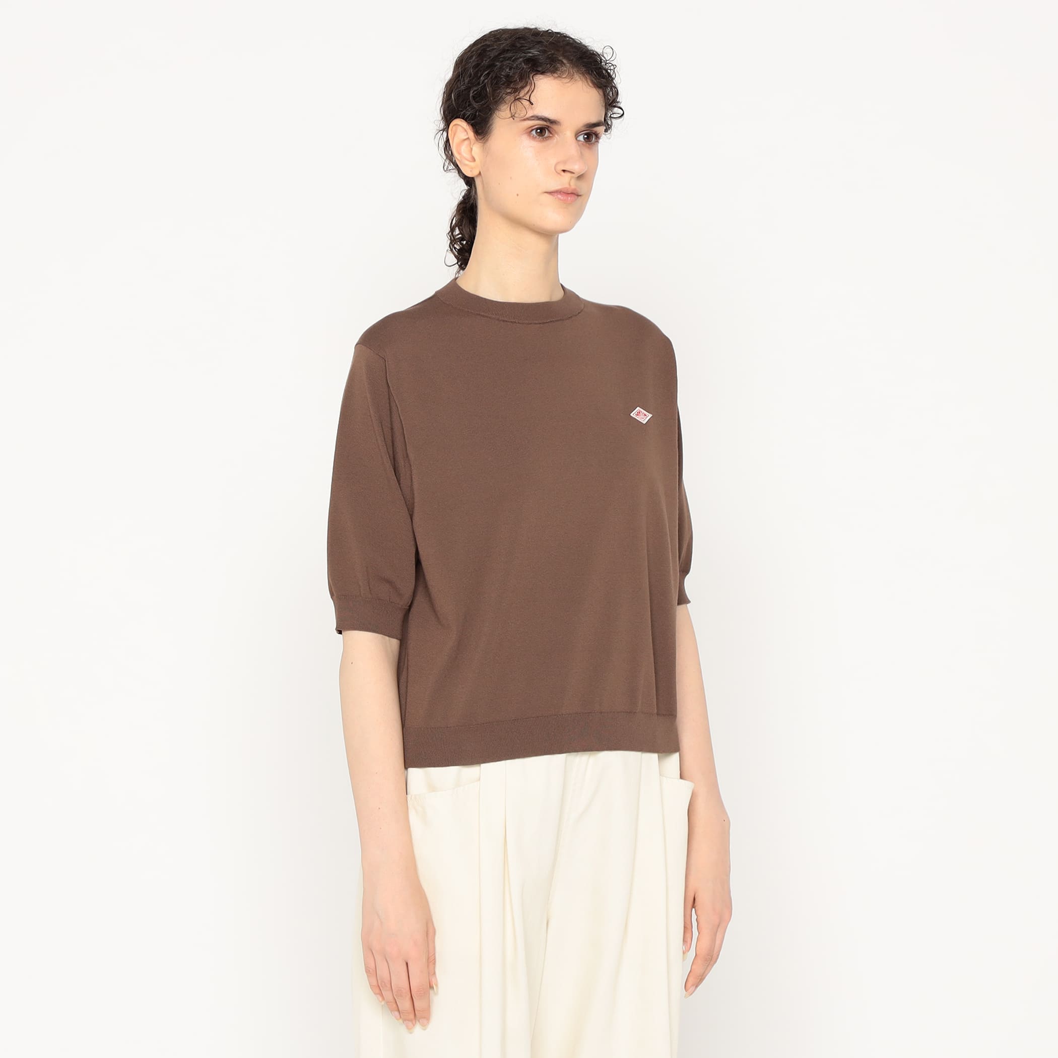 DANTON Women's Jersey Knit Half Sleeve Crew Neck Pullover