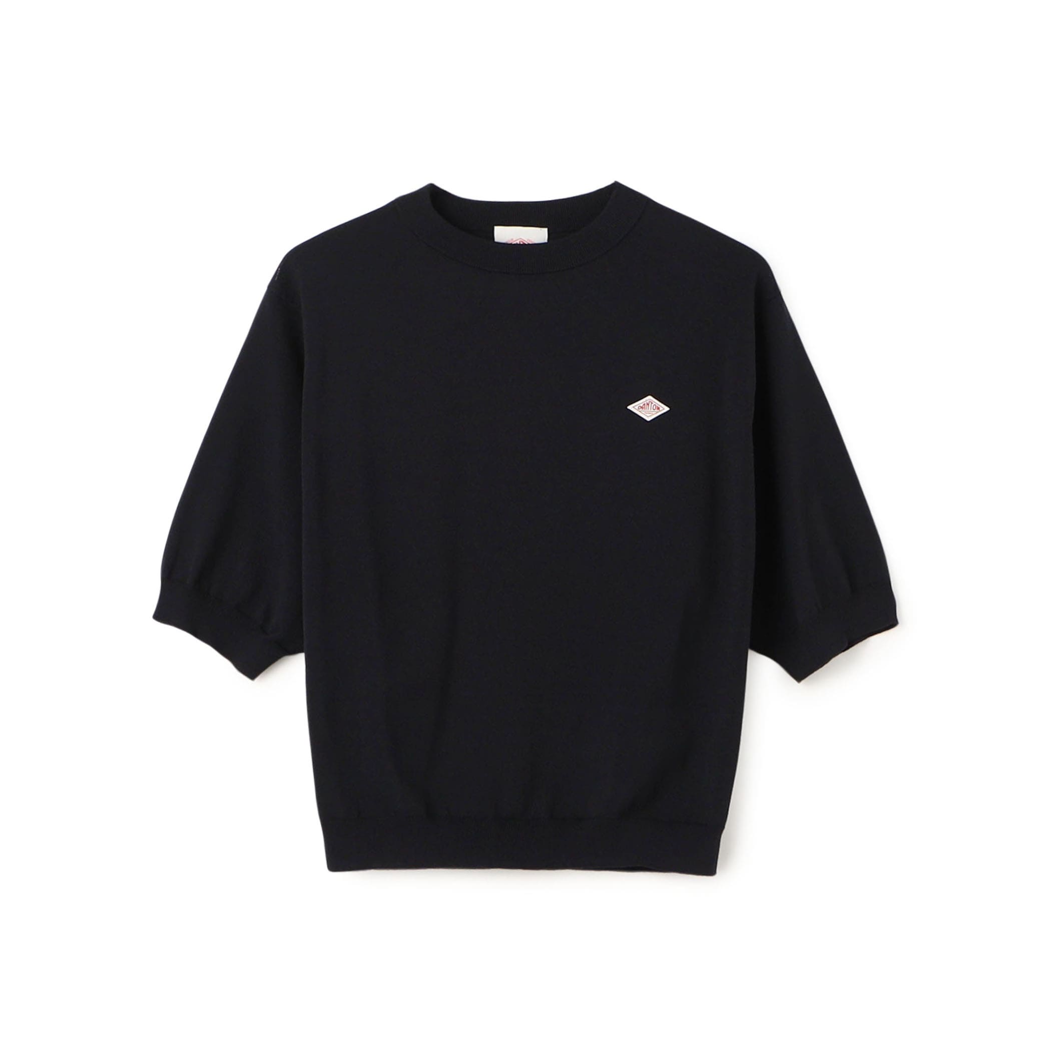 美品 DANTON Crewneck Down Black L DANTON Women's Jersey Knit Half Sleeve Crew Neck Pullover