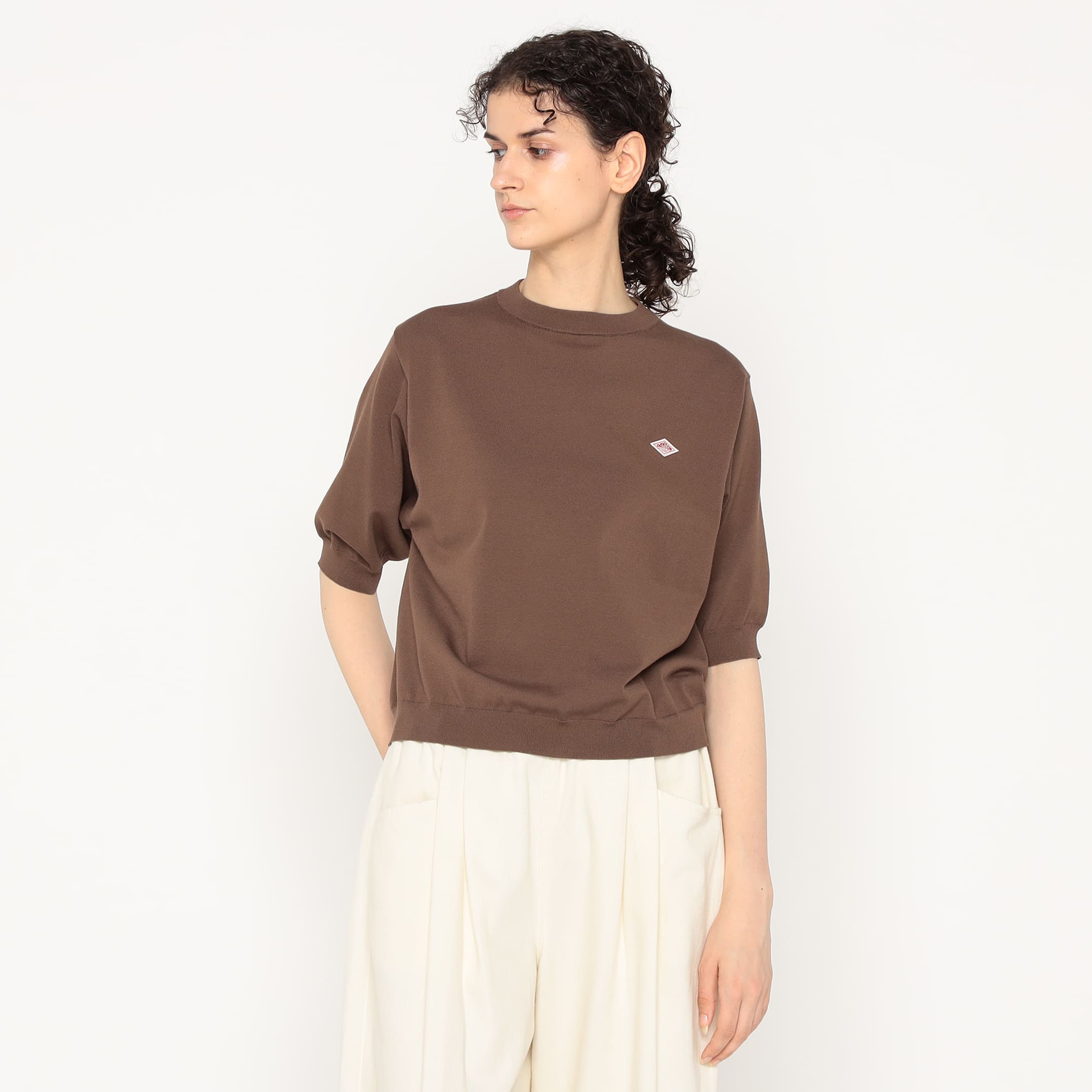 DANTON Women's Jersey Knit Half Sleeve Crew Neck Pullover