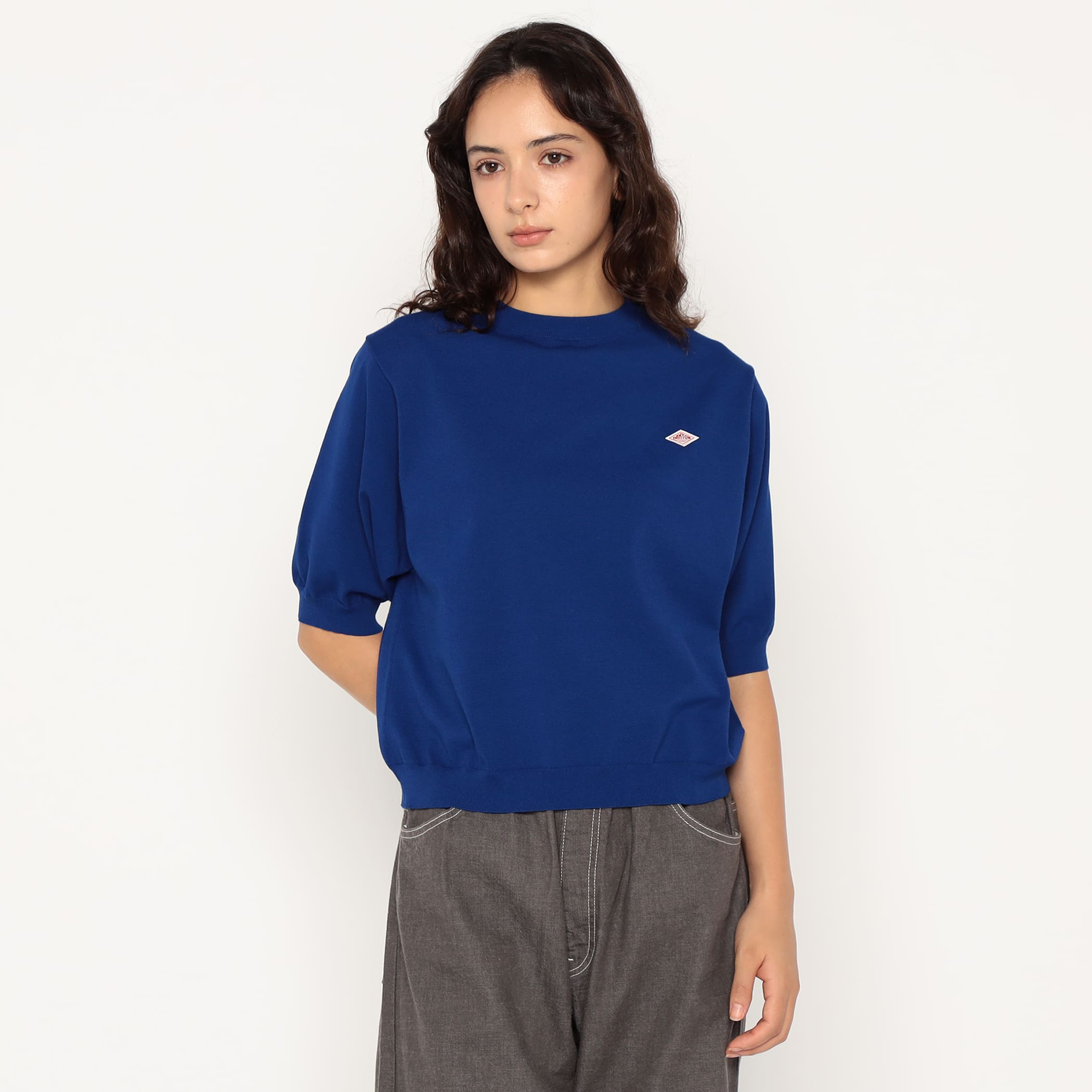 DANTON Women's Jersey Knit Half Sleeve Crew Neck Pullover
