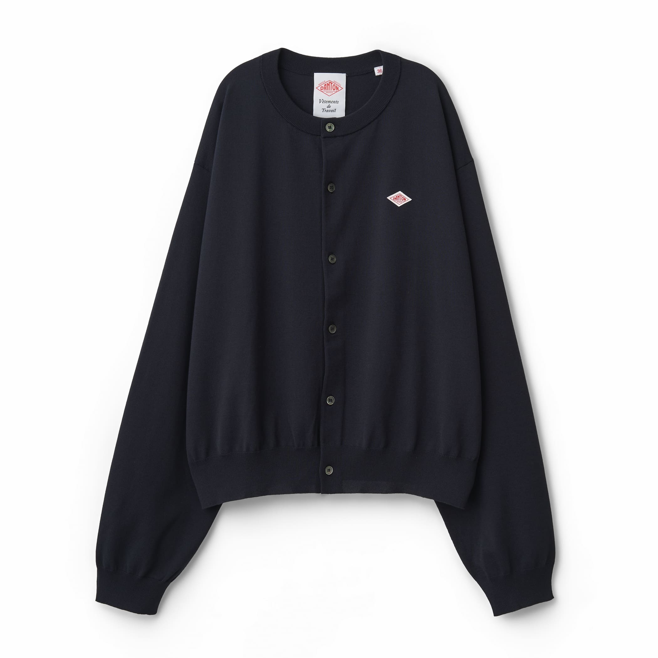DANTON Women's Jersey Knit Crew Neck Cardigan