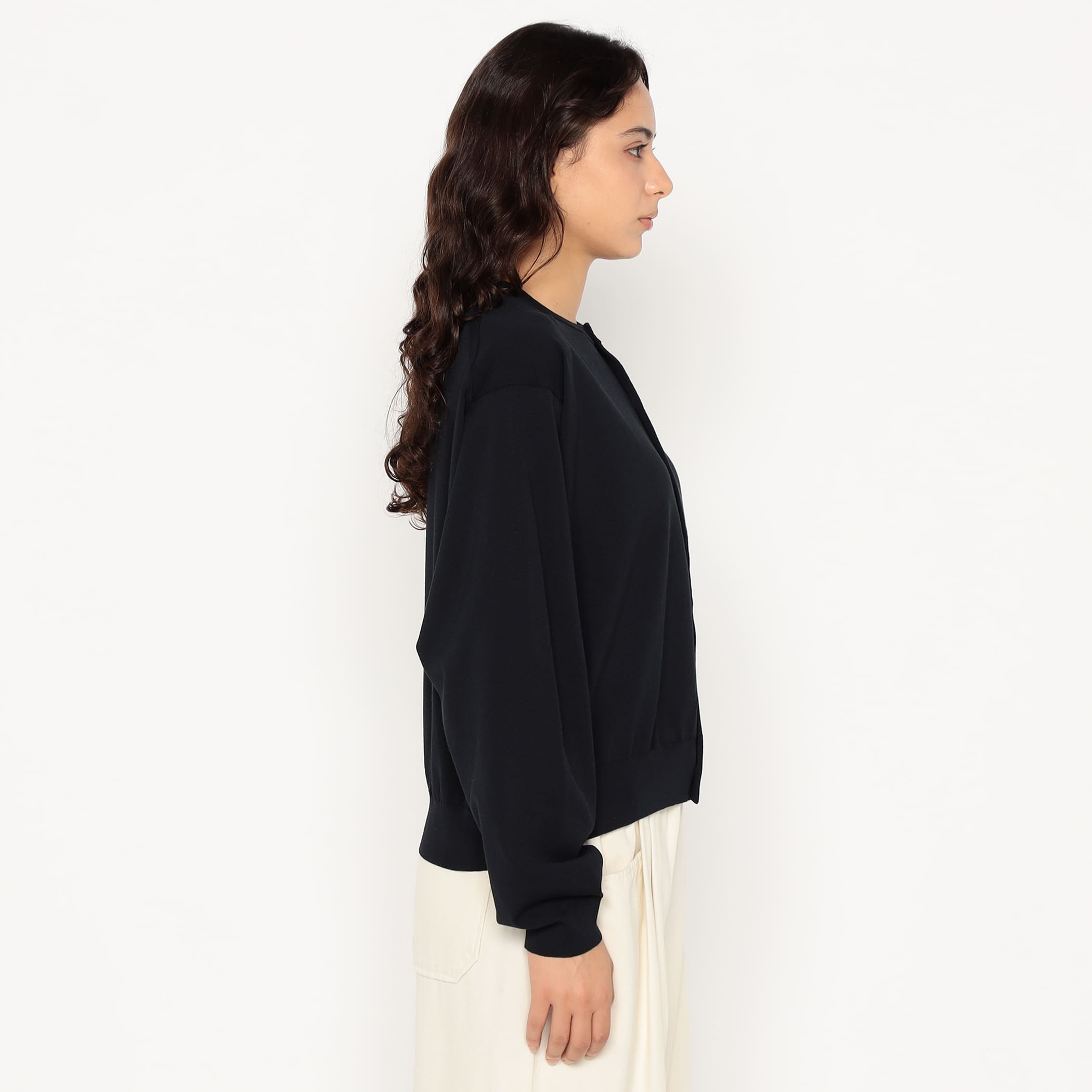 DANTON Women's Jersey Knit Crew Neck Cardigan