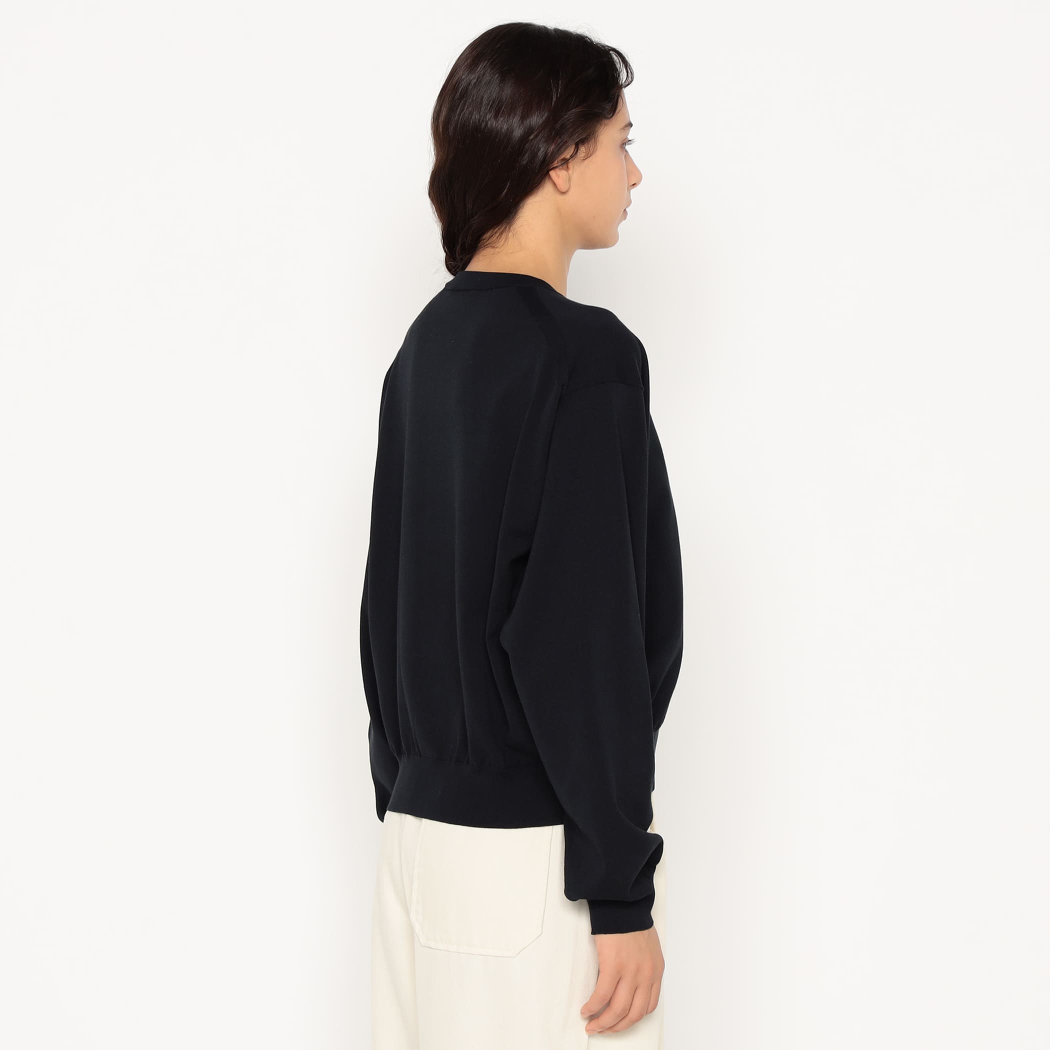 DANTON Women's Jersey Knit Crew Neck Cardigan