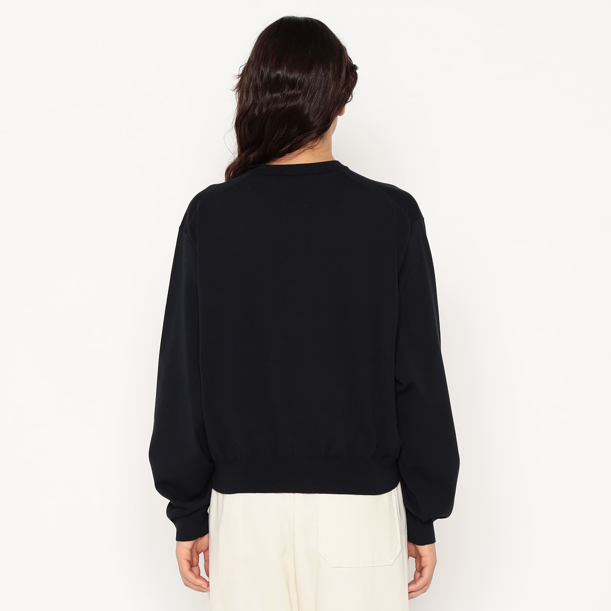 DANTON Women's Jersey Knit Crew Neck Cardigan