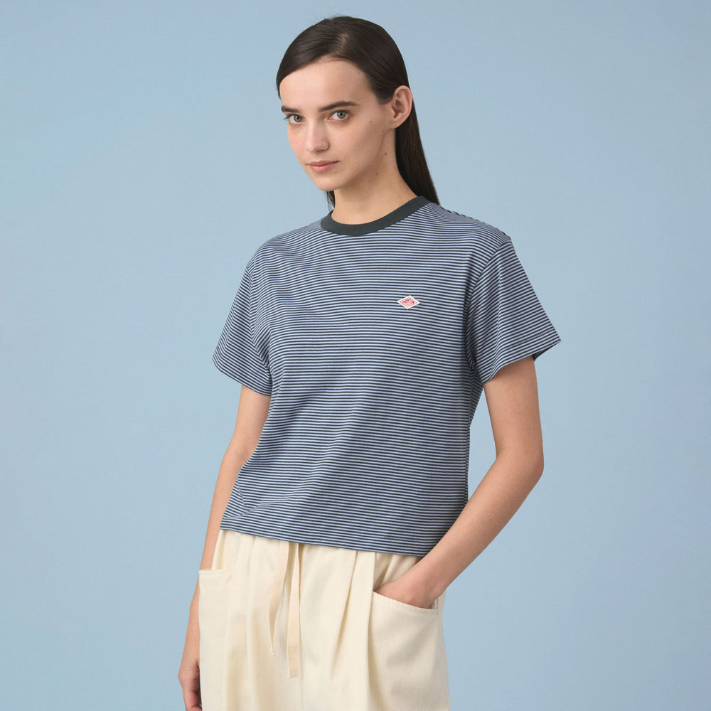 Women's Short Sleeve Cropped T-shirt Stripe