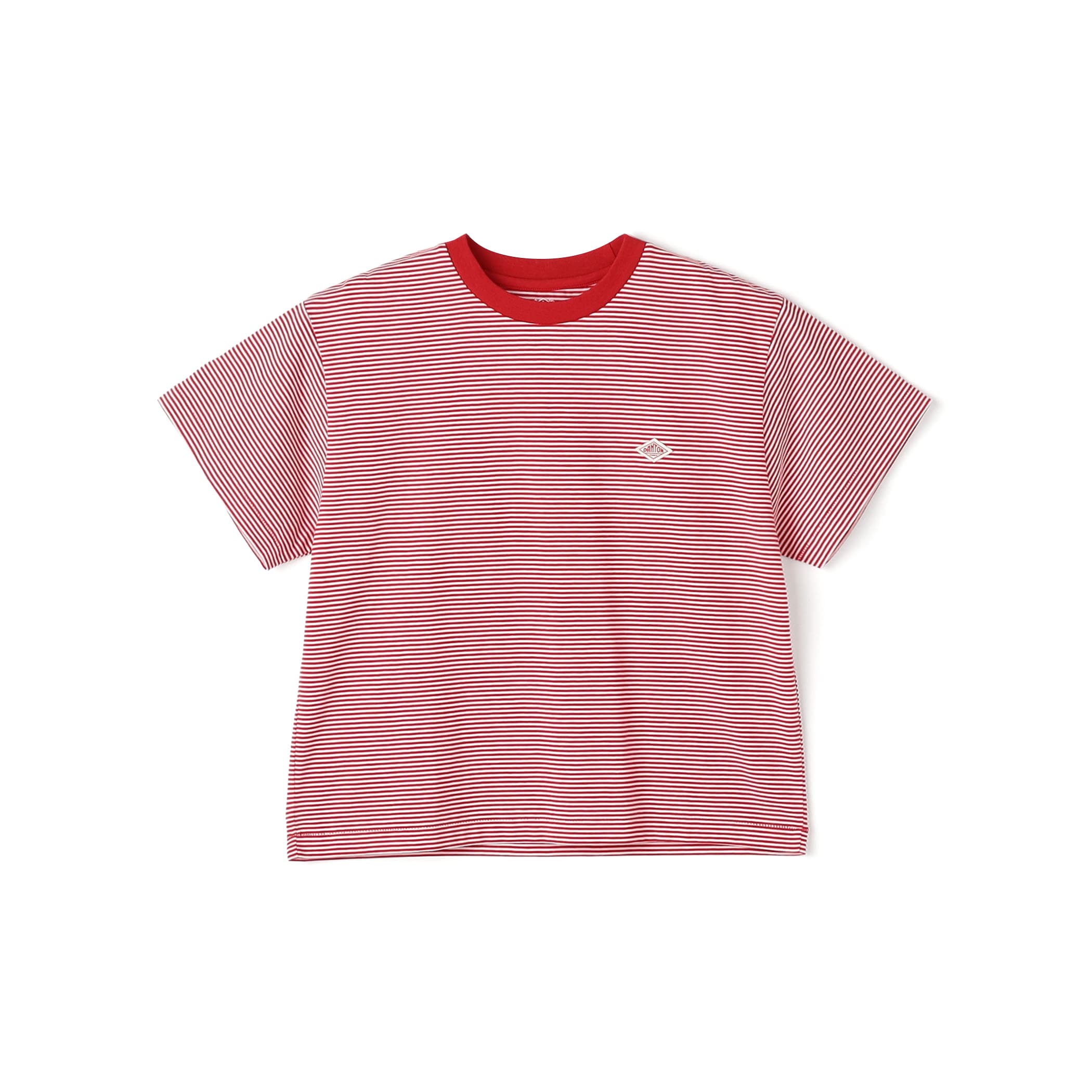 DANTON Women's Short Sleeve Semi Crop T-shirt Stripe