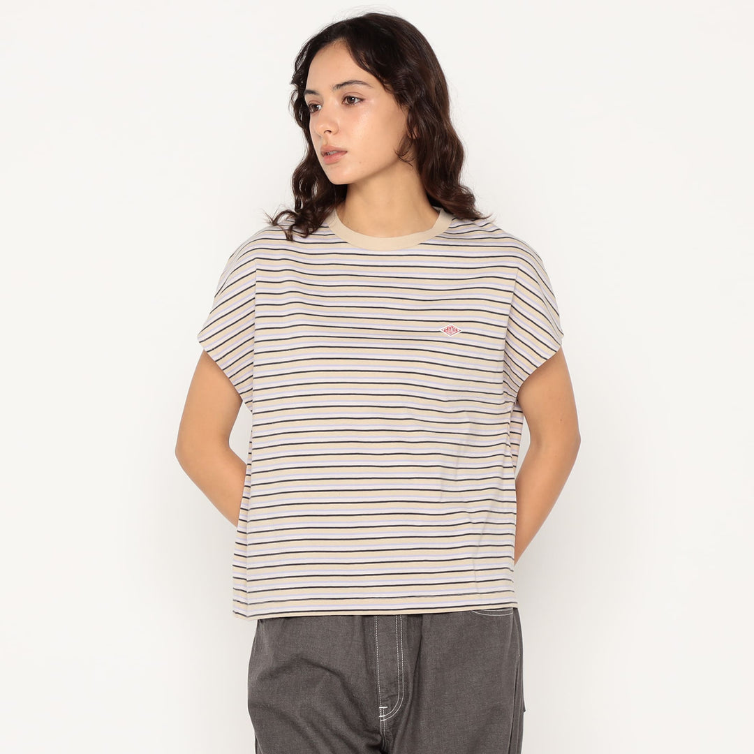 Women's Cotton Jersey Dolman Short T-shirt Stripe