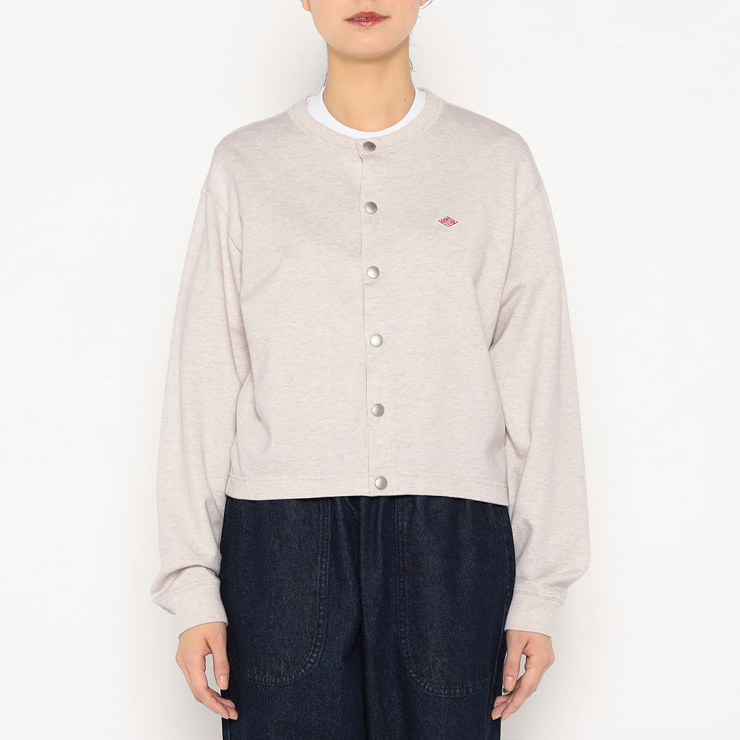 Women's Cotton Terry Crew Neck Cardigan