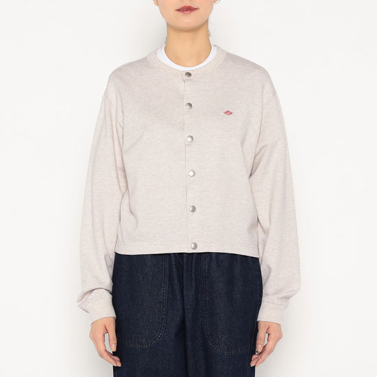 Women's Cotton Terry Crew Neck Cardigan