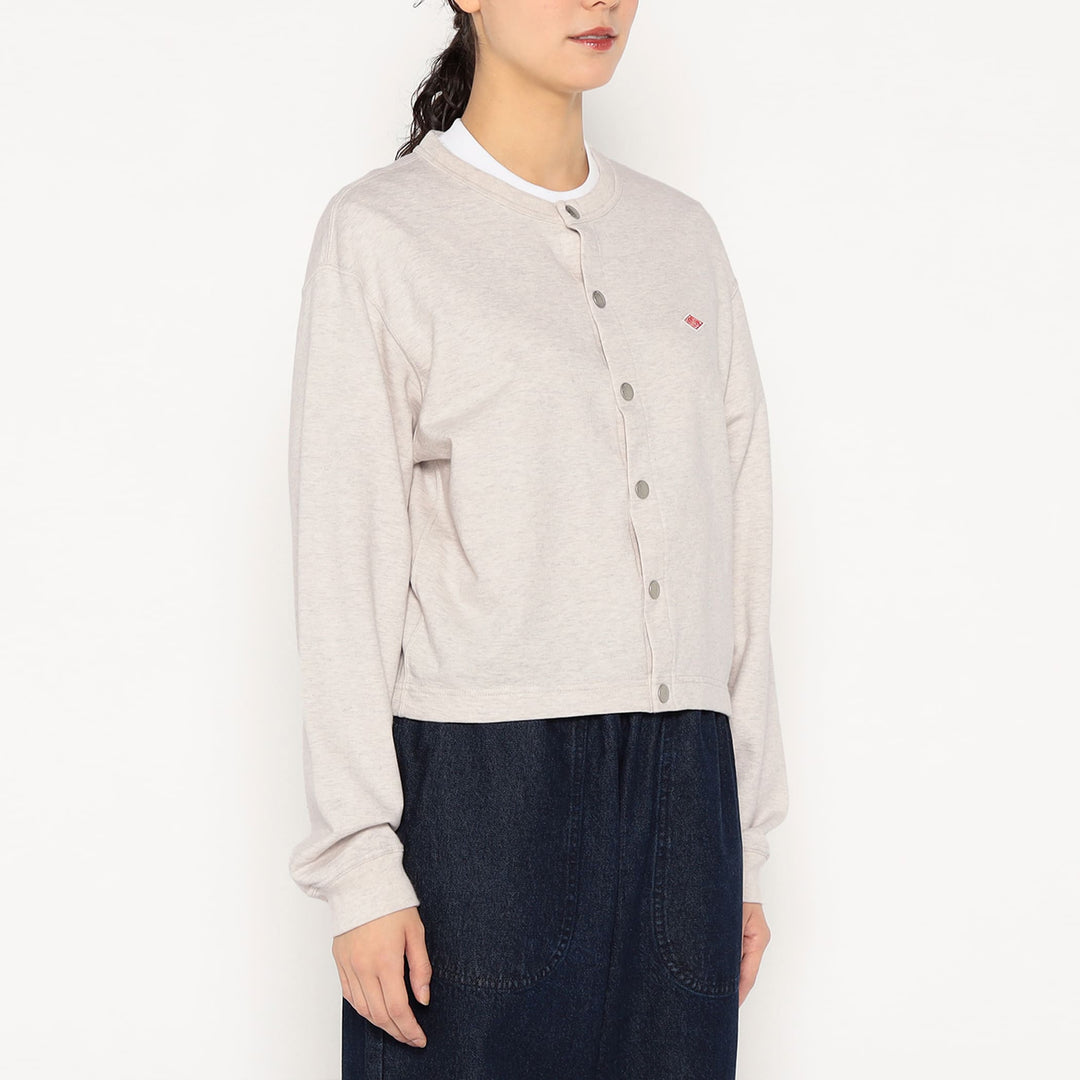 Women's Cotton Terry Crew Neck Cardigan