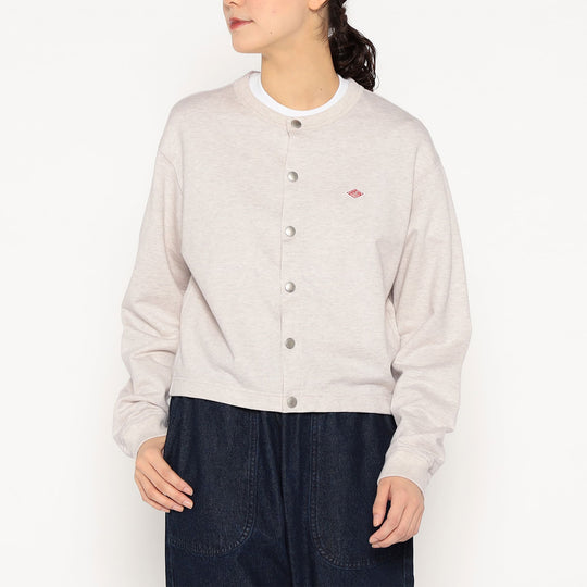 Women's Cotton Terry Crew Neck Cardigan