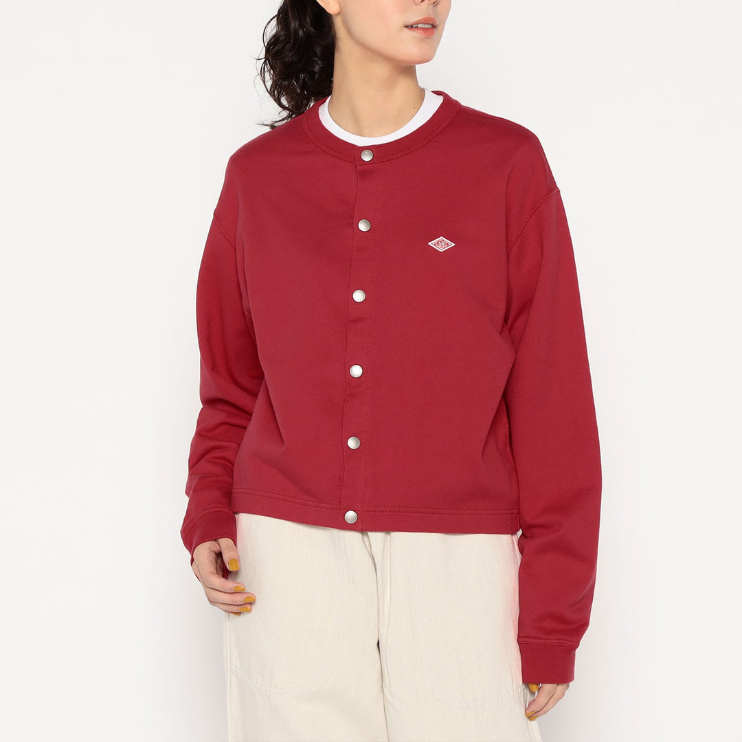 Women's Cotton Terry Crew Neck Cardigan
