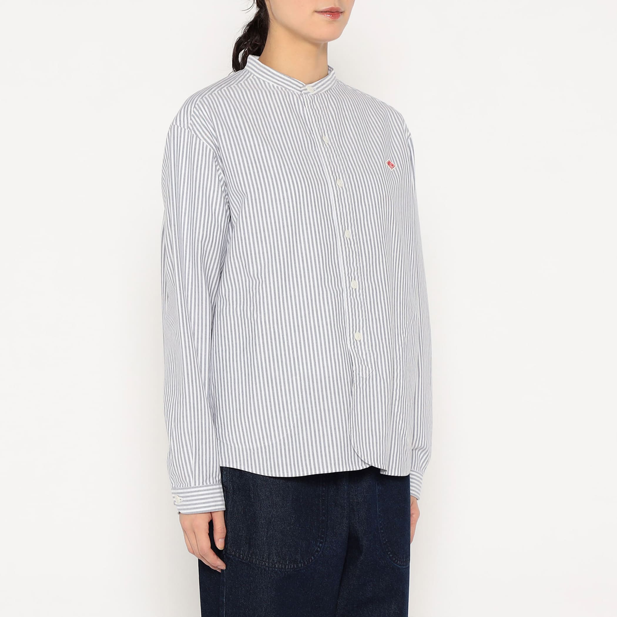 DANTON Women's Oxford Band Collar Shirt Pattern
