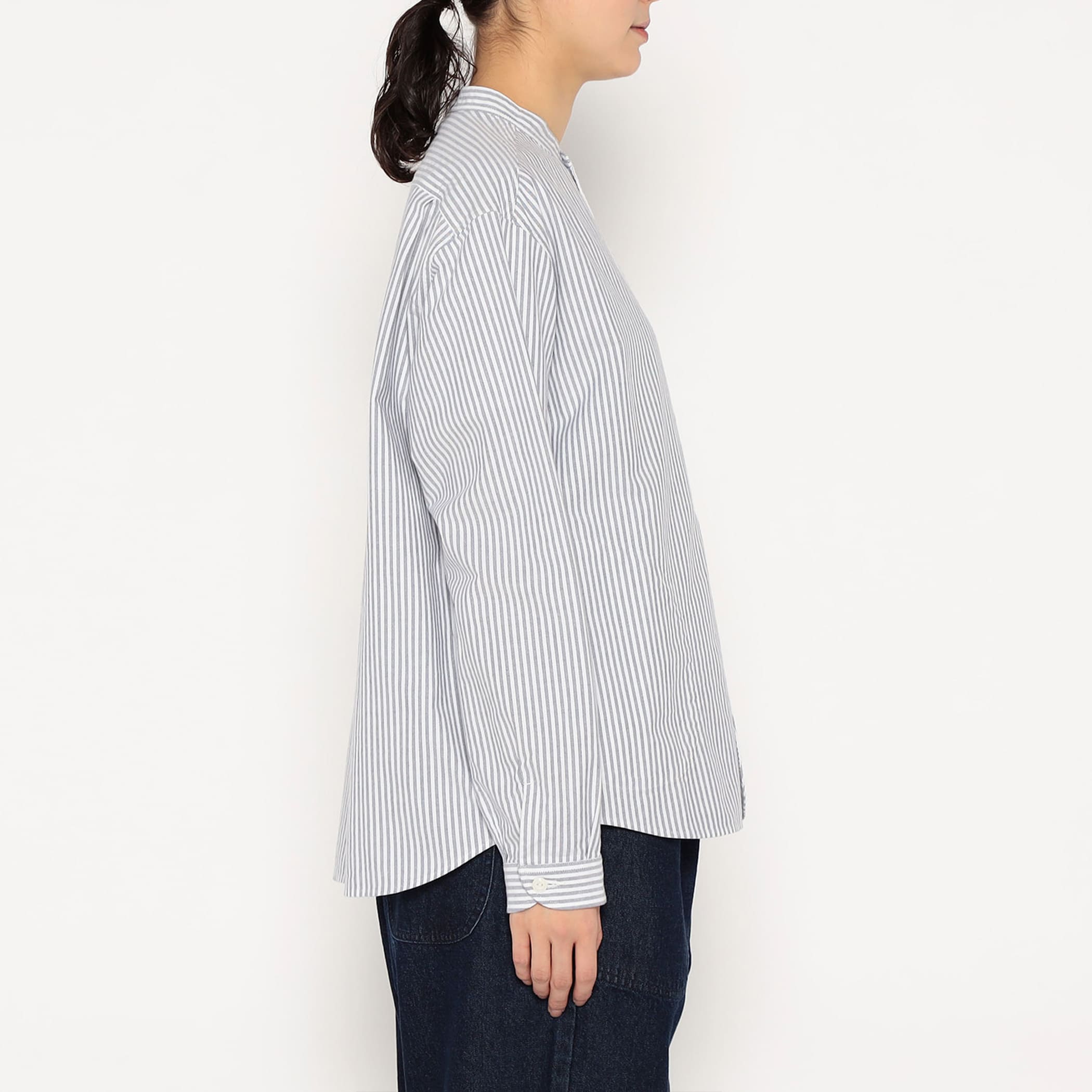 DANTON Women's Oxford Band Collar Shirt Pattern